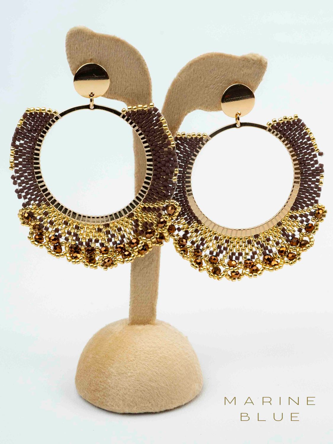 Solo Cape Beaded Earrings - Stainless Steel Earrings, Color: Cinnamon Latte