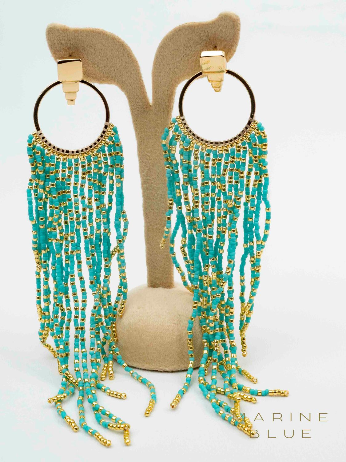 Solo Plume Beaded Earrings - Stainless Steel Earrings, Color: Arctic Rust
