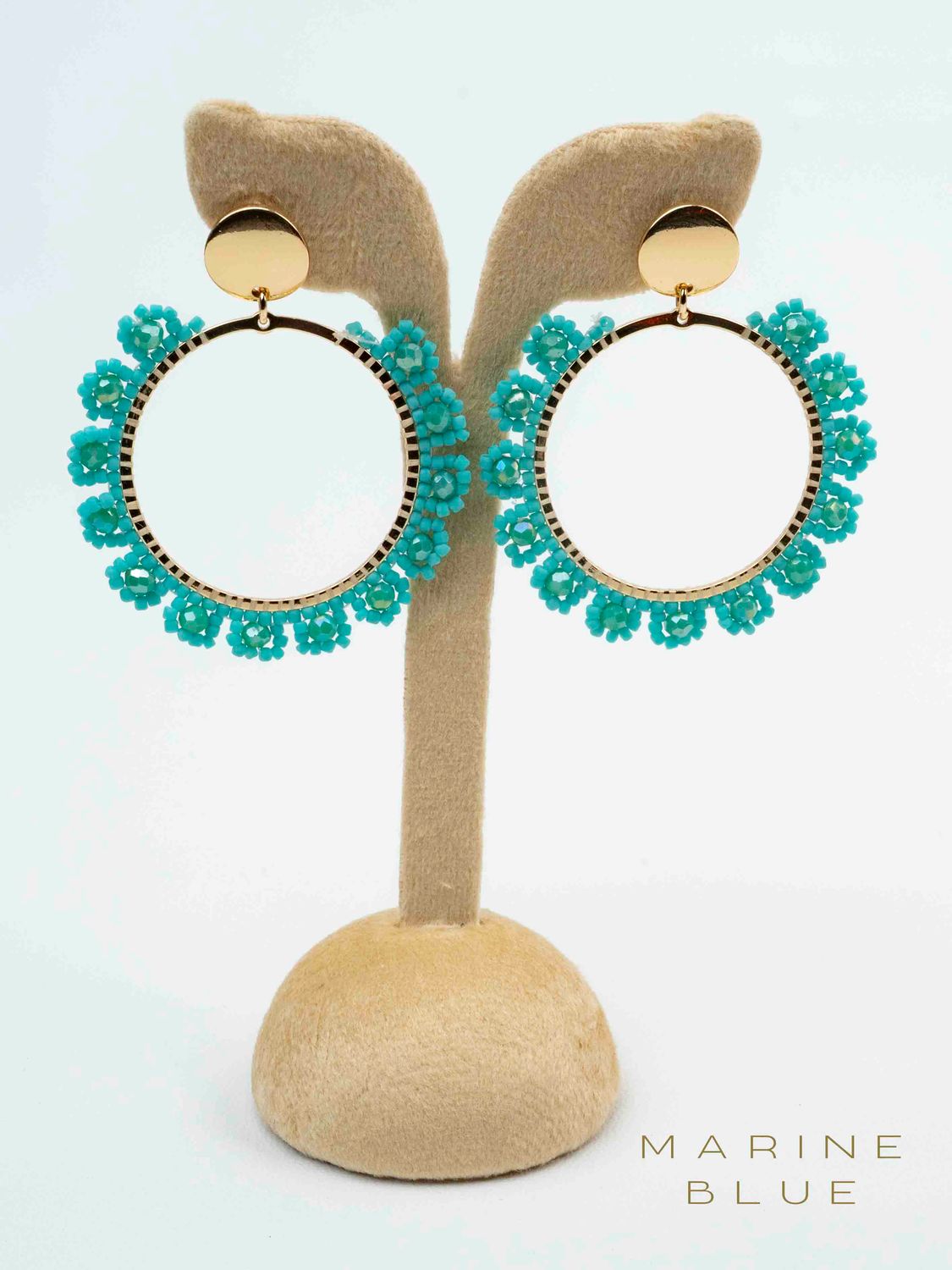 Solo Blossom Beaded Earrings - Stainless Steel Earrings, Color: Arctic Rust