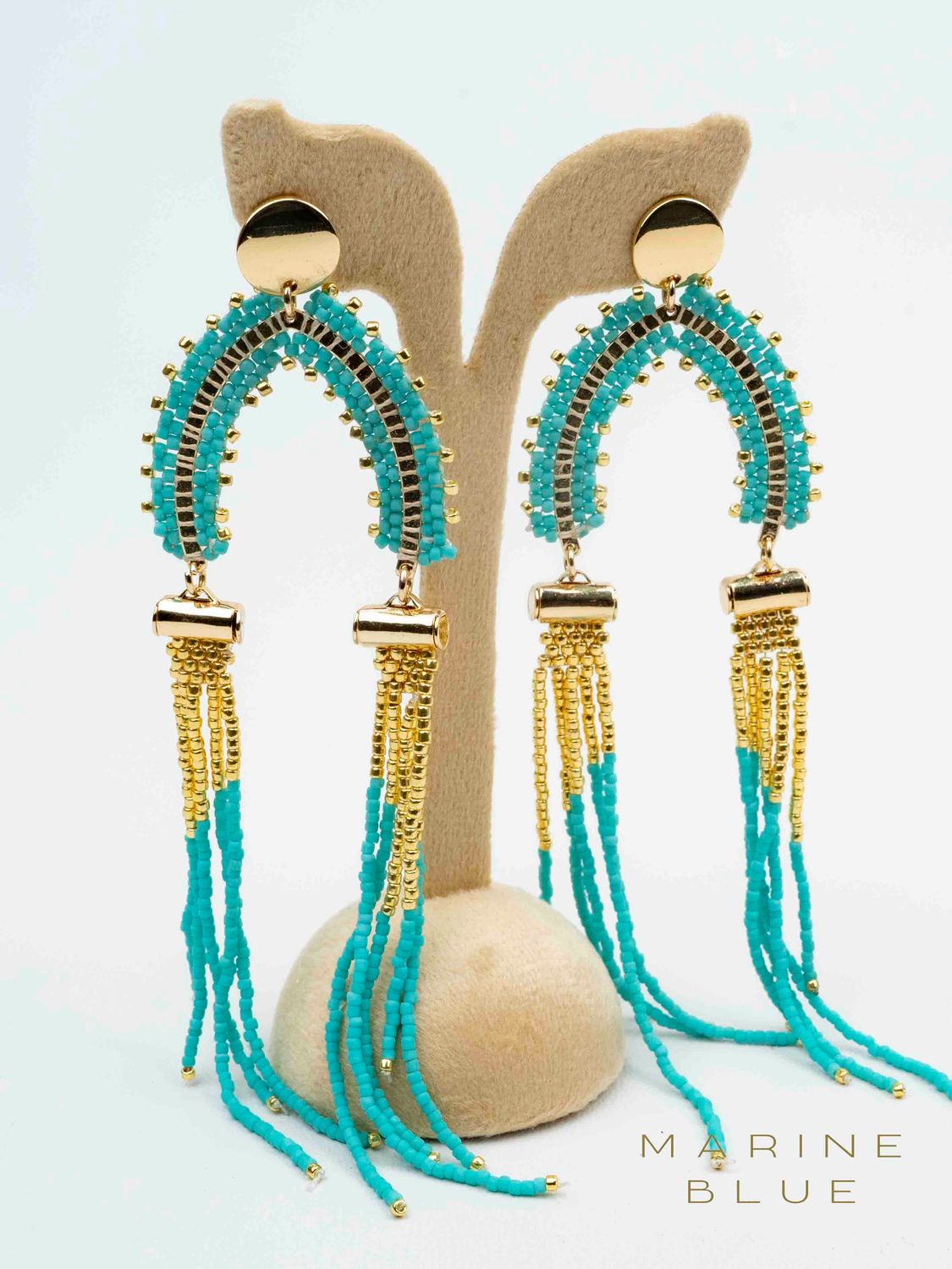 Solo Arch Beaded Earrings - Stainless Steel Earrings, Color: Arctic Rust