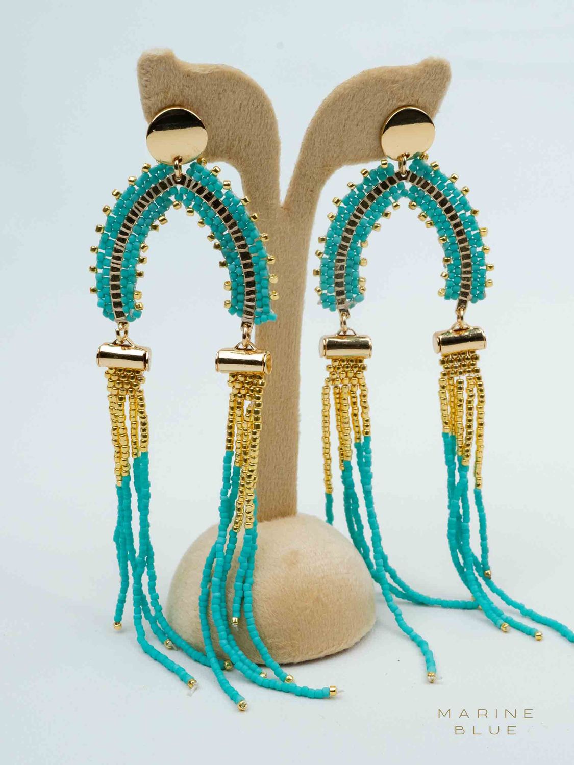 Solo Arch Beaded Earrings - Stainless Steel Earrings, Color: Arctic Rust