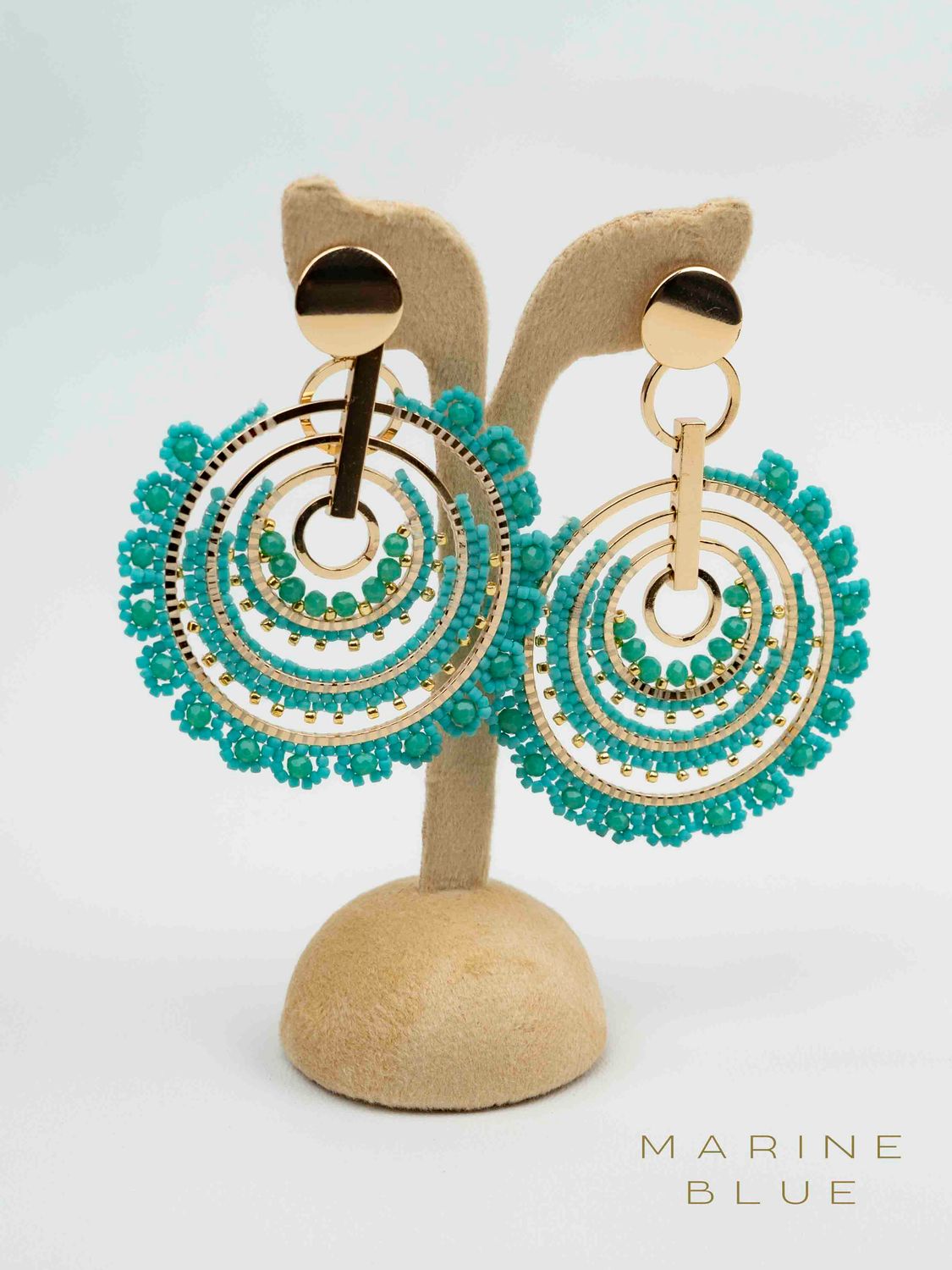 Solo Mandallo Beaded Earrings - Stainless Steel Earrings, Color: Arctic Rust