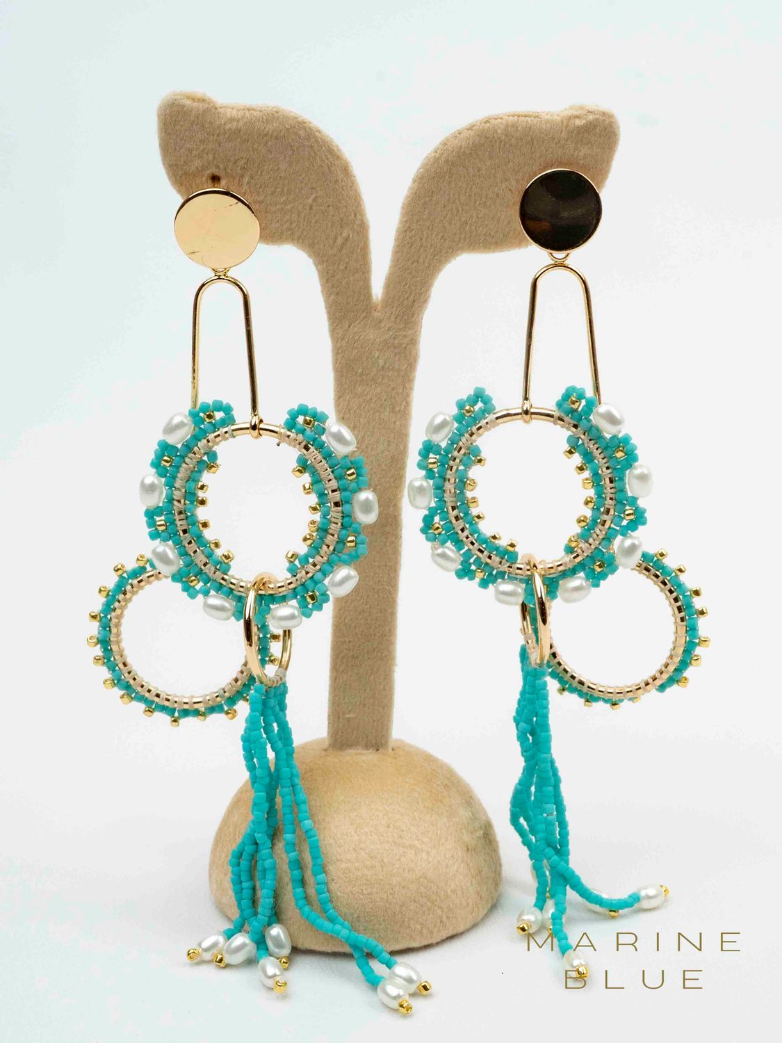 Solo Gears Beaded Earrings - Stainless Steel Earrings, Color: Arctic Rust