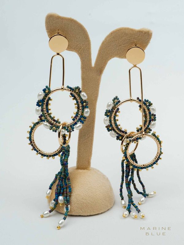 Solo Gears Beaded Earrings - Stainless Steel Earrings