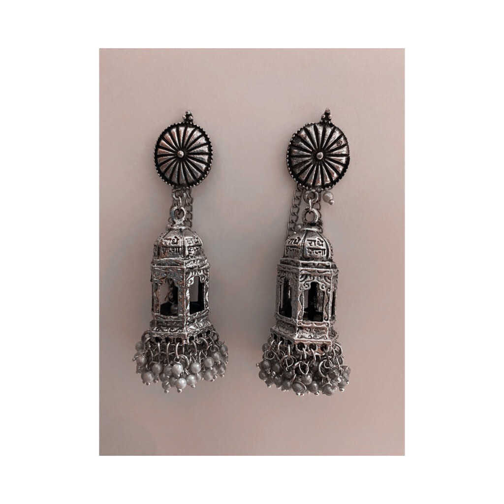Oxidised Plated Silver Jhumki Earrings