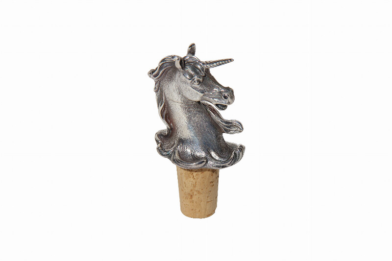 Unicorn Bottle Stopper Silver Plate