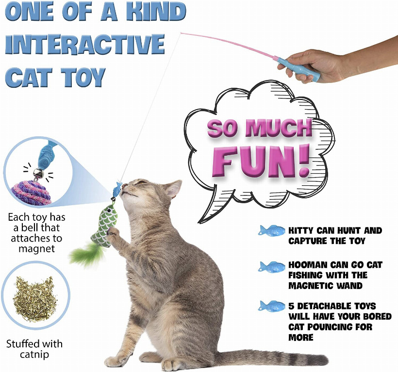 Magnetic Fishing Cat Toy Wand 