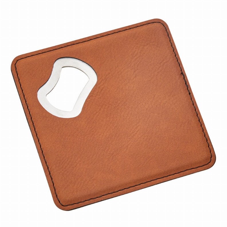 Leatherette Coaster/Opener 4&quot; X 4&quot;