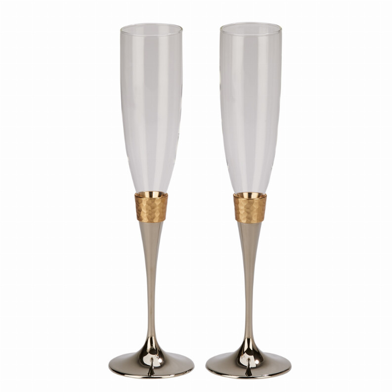Hammered Gold Banded Flutes (Pair) 10.5&quot; 