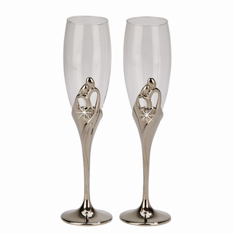 &quot;Embrace&quot; Flutes (Pair) Nickel Plated 10.5&quot; 