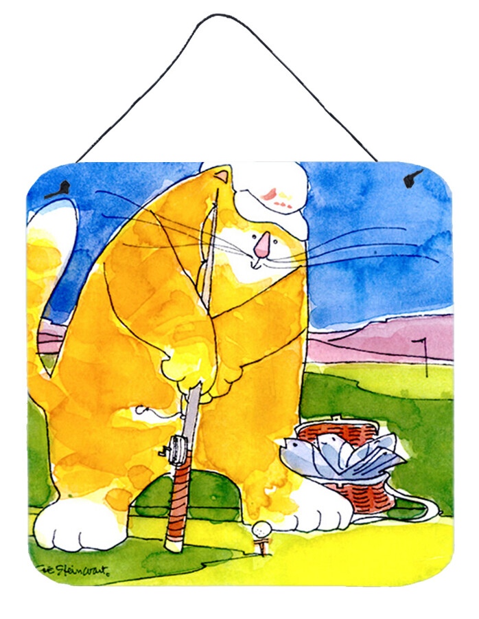 Big Cat golfing with a fishing pole  Wall or Door Hanging Prints