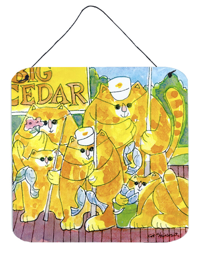 Orange Tabby Fishing Cats Wall or Door Hanging Prints
