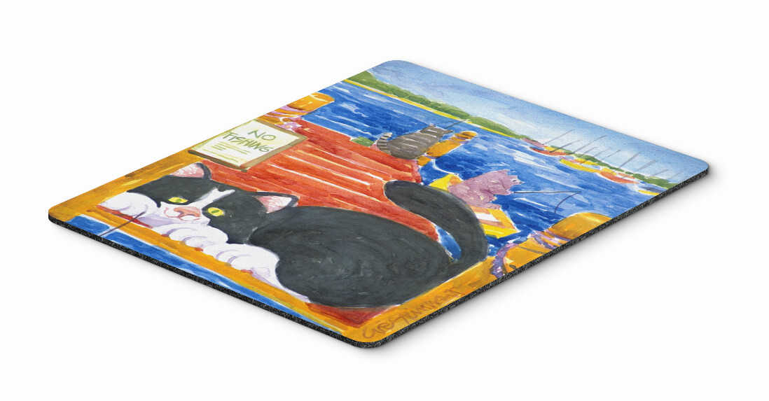 Cat Fishing from the dock Mouse Pad, Hot Pad or Trivet
