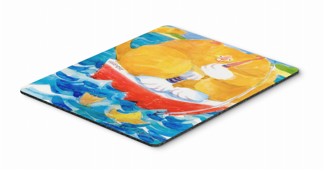 Big Orange Tabby Fishing Mouse Pad, Hot Pad or Trivet