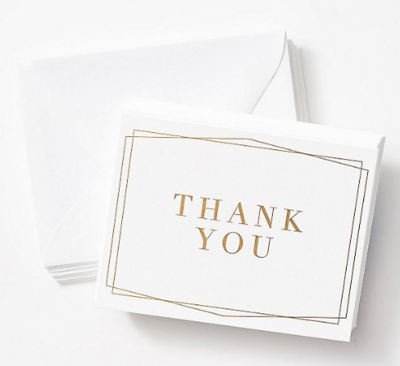 Gold Foil Thank You Personally Handwritten (add-ons include gift cards and wax seals)