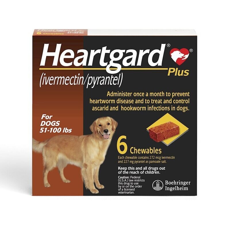 Heartgard Plus for Dogs, Sizes Available: 51 to 100 lbs