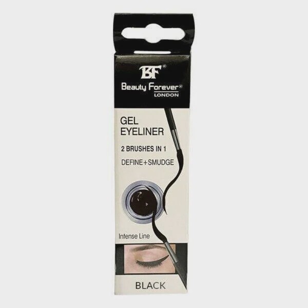 Beauty Forever Gel Eyeliner 2 Brushes IN 1 Define + Smudge Intense Line Black