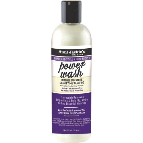 AUNT JACKIE&#39;S Grapeseed Style &amp; Shine Recipes power wash Intense Moisture Clarifying Shampoo