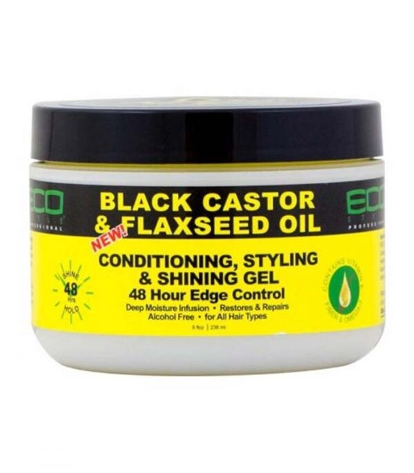 Eco Style Black Castor &amp; Flaxseed Oil Conditioning , Styling &amp; Shining Gel 48 Hour Edge Control