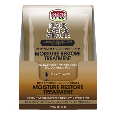 African Pride Black Castor Miracle Growth Protection Formula Deep Penetrating Conditioner Moisture Restore Treatment