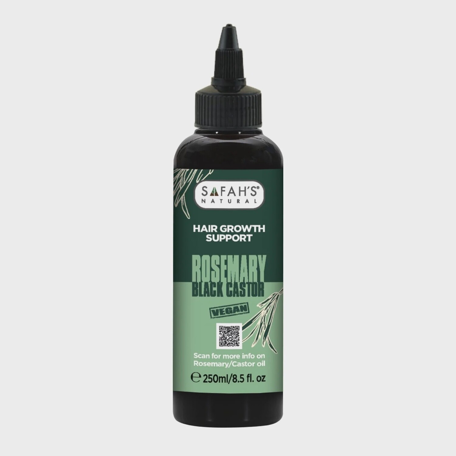 SAFAH&#39;S NATURAL ROSEMARY WITH BLACK CASTOR VEGAN