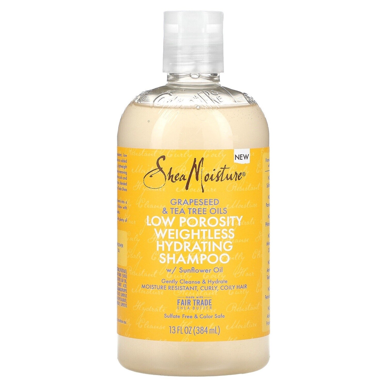 SHEA MOISTURE GRAPESEED &amp; TEA TREE OILS LOW POROSITY WEIGHTLESS HYDRATING SHAMPOO W/ SUNFLOWER OIL