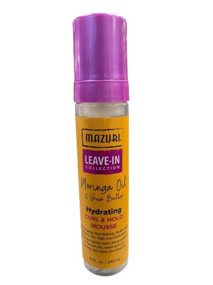 MAZURI LEAVE IN COLLECTION  MORINGA OIL AND SHEA BUTTER HYDRATING CURL AND HOLD MOUSSE 240ML