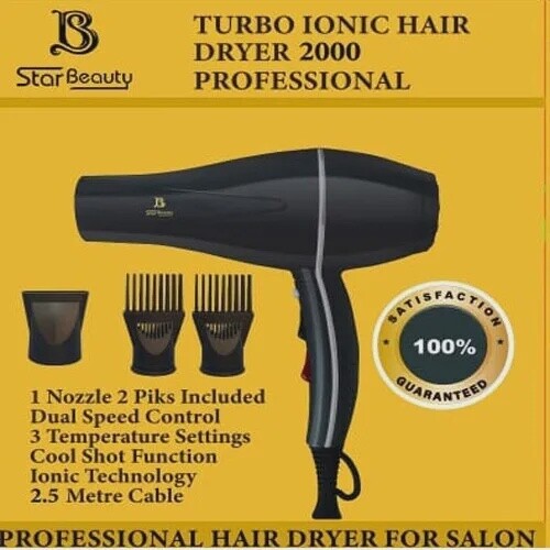 STAR BEAUTY TURBO ICONIC HAIR DRYER 2000 PROFESSIONAL