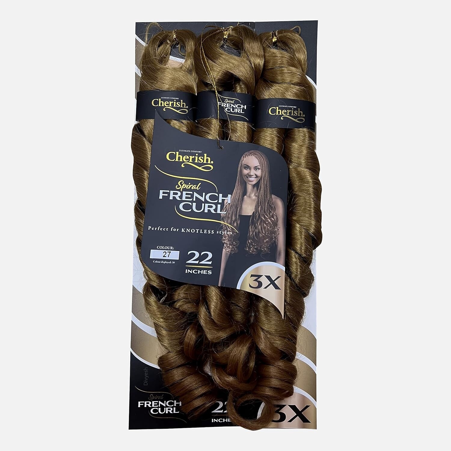 CHERISH 3X PRE-BRAIDED SPIRAL FRENCH CURL  / 22&quot;