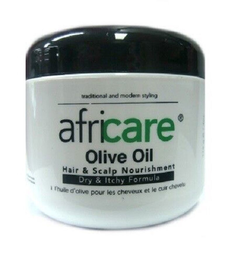traditional and modern styling africare olive oil hair &amp; scalp nourishment formula / 115g