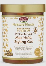MOISTURE MIRACLE BLACK CASTOR AND JOJOBA OIL MAX HOLD STYLING GEL