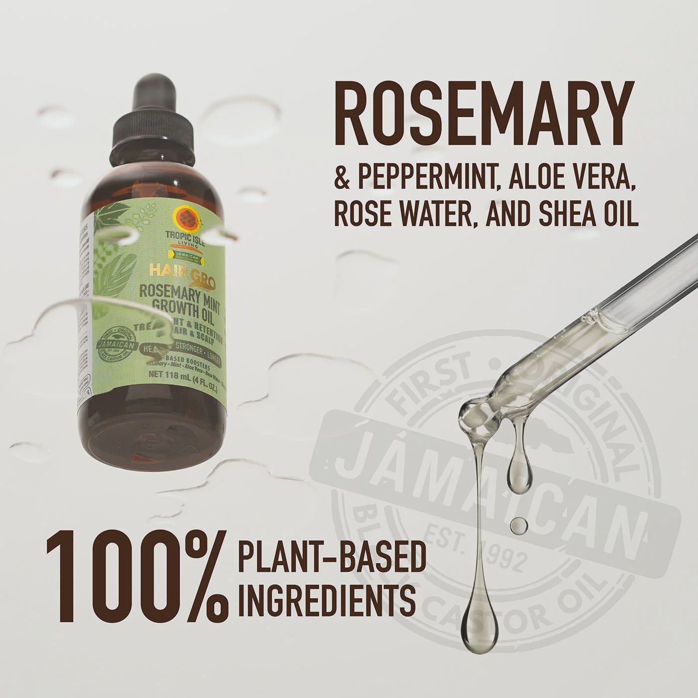 TROPIC ISLE LIVING HAIR GRO ROSEMARY MINT GROWTH OIL 118ml