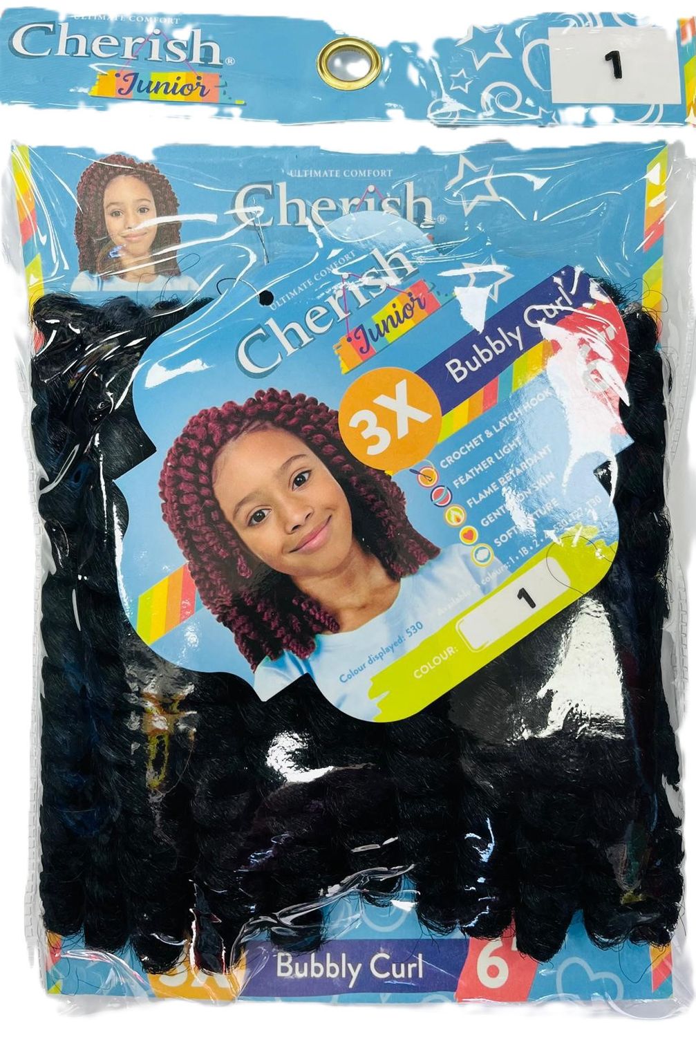 CHERISH SYNTHETIC JUNIOR KIDS CROCHET BRAID HAIR EXTENSION - BUBBLY CURL 6 INCH