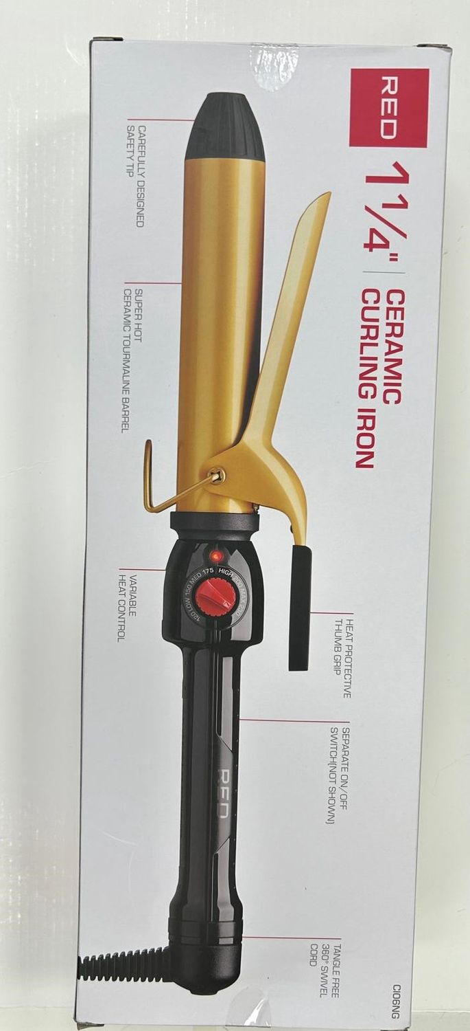 RED BY KISS 1 1/4&quot; CERAMIC CURLING IRON UK