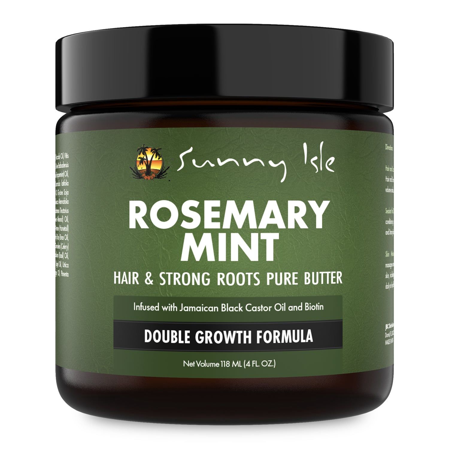 Sunny Isle Rosemary Mint Hair and Strong Roots Butter 4oz | Infused with Biotin &amp; Jamaican Black Castor Oil | Strengthen and Nourish Hair | Dry Scalp, Split Ends