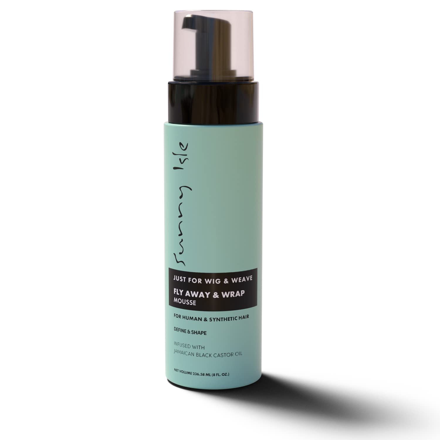 unny Isle Just For Wig, Weave, Braids and Extensions Fly Away, Hold &amp; Wrap Styling Mousse 8oz | For Synthetic &amp; Natural Hair, Curly Hair | Jamaican Black Castor Oil Infused | Paraben-free