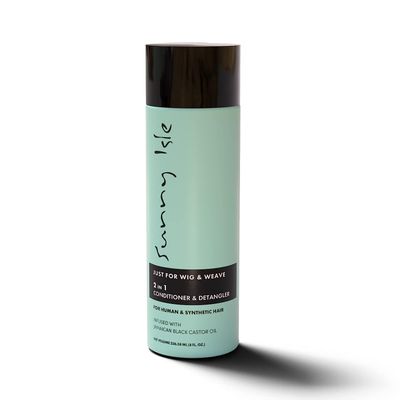 Sunny Isle Just for Wig, Weave, Braid, & Extensions 2N1 Conditioner and Detangler 8oz | For Synthetic & Natural Hair | Aloe Vera, Tea Tree, Borago Seed & Jamaican Black Castor Oils | Sulfate Free 9.6o
