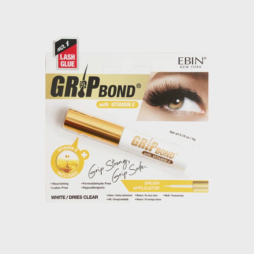 GRIP BOND LASH ADHESIVE with VITAMIN E, TYPE: GRIP BOND LASH ADHESIVE with VITAMIN E - WHITE/DRIES CLEAR