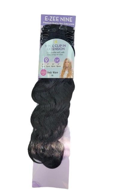 E-ZEE 9PCE CLIP ON SET SYNTHETIC  BODY WAVE 24, Colour: 1B