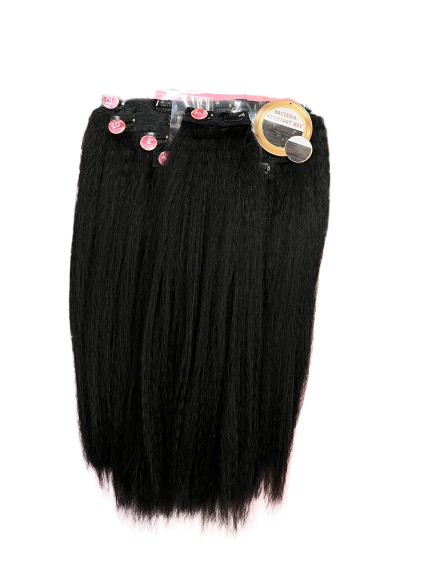REMY CHASER KINKY STRAIGHT CLIP-IN 9CS, Colour: NATURAL BLACK