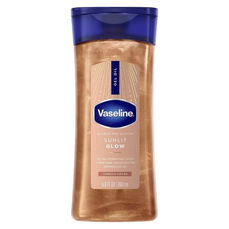 Vaseline Glazed & Glisten Vanilla Cocoa Shimmering Gel Body Oil - Sunlit Glow - 6.8 fl oz Vaseline Glazed & Glisten Vanilla Cocoa Shimmering Gel Body Oil - Sunlit Glow - 6.8 fl oz
