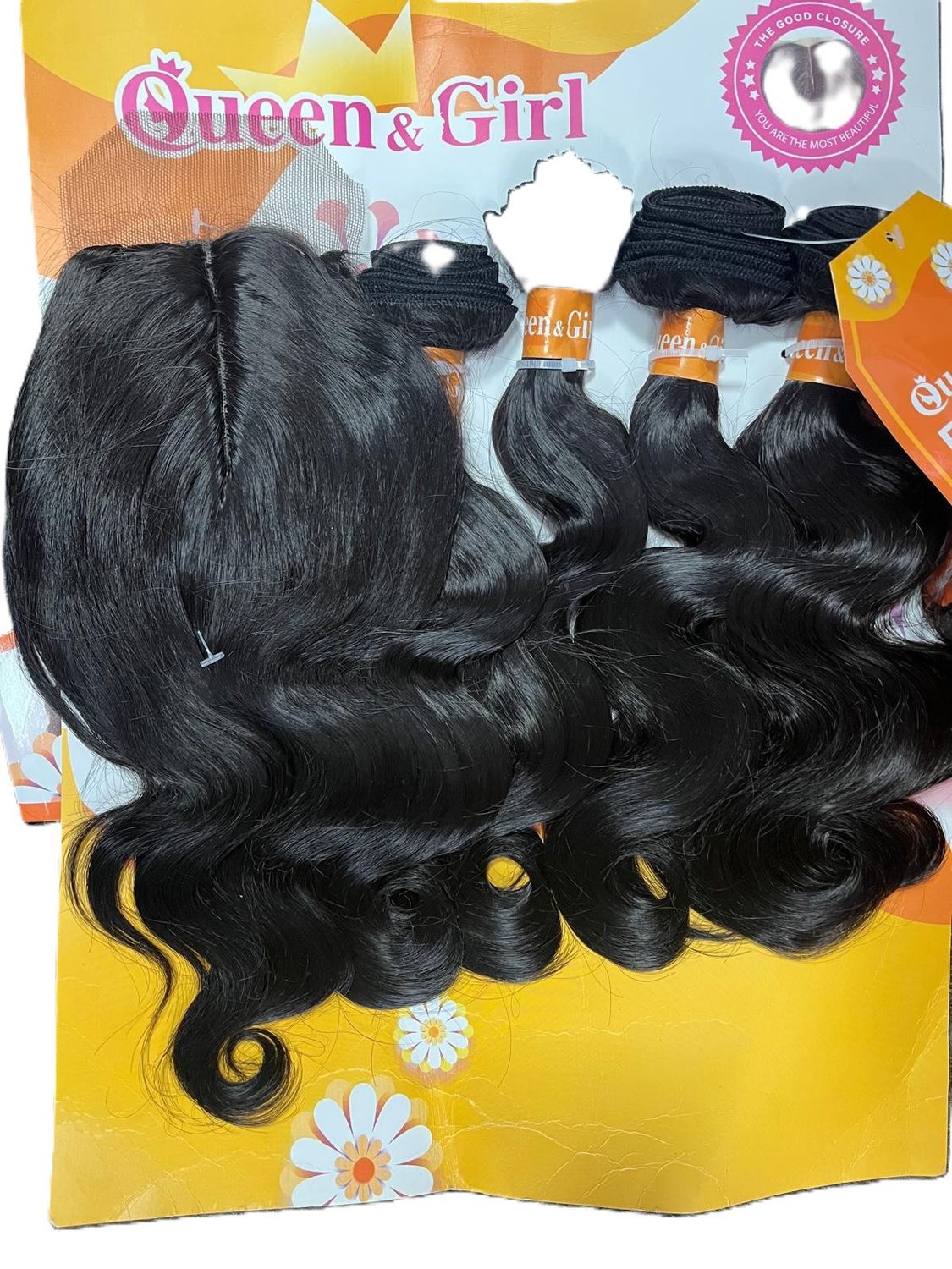 QUEEN &amp; GIRL BODY WAVE % HUMAN HAIR with closure