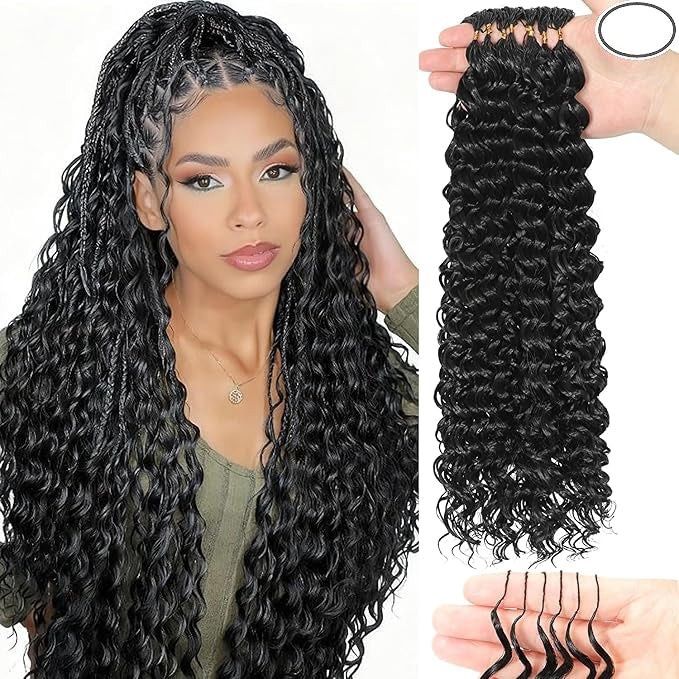 JAZZY FEATHER CROCHET HAIR  BRAZILIAN HUMAN HAIR BLENDED Crochet Deep Wave 18"