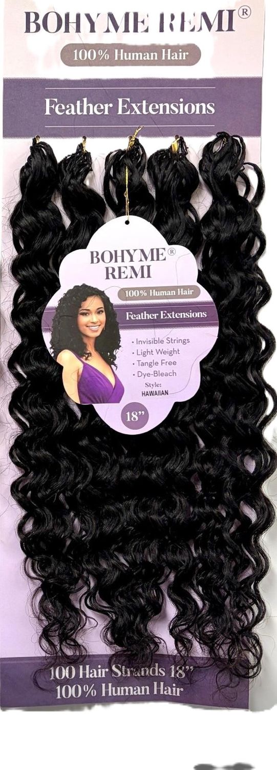 JAZZY FEATHER CROCHET HAIR  BRAZILIAN HUMAN HAIR BLENDED  HAWAIIAN 18"
