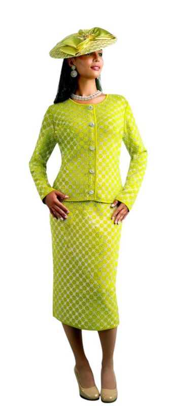 Designer knit 2 piece suit accented with rhinestones
