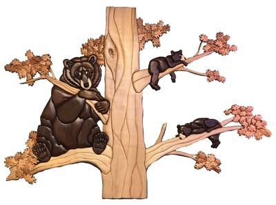 Bear and Cubs in Tree Extra Large