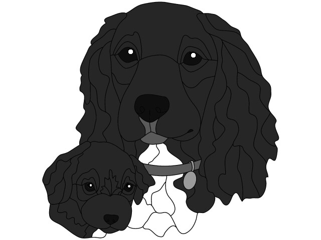 Cocker Spaniel with pup