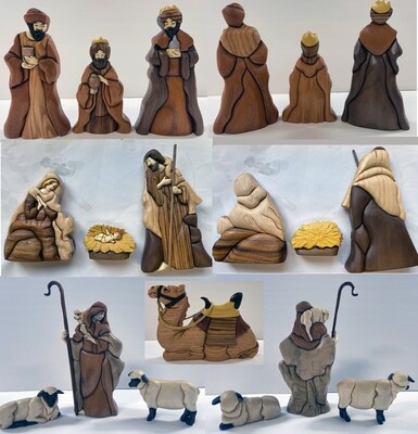 Small Set of 12 two sided nativity figures