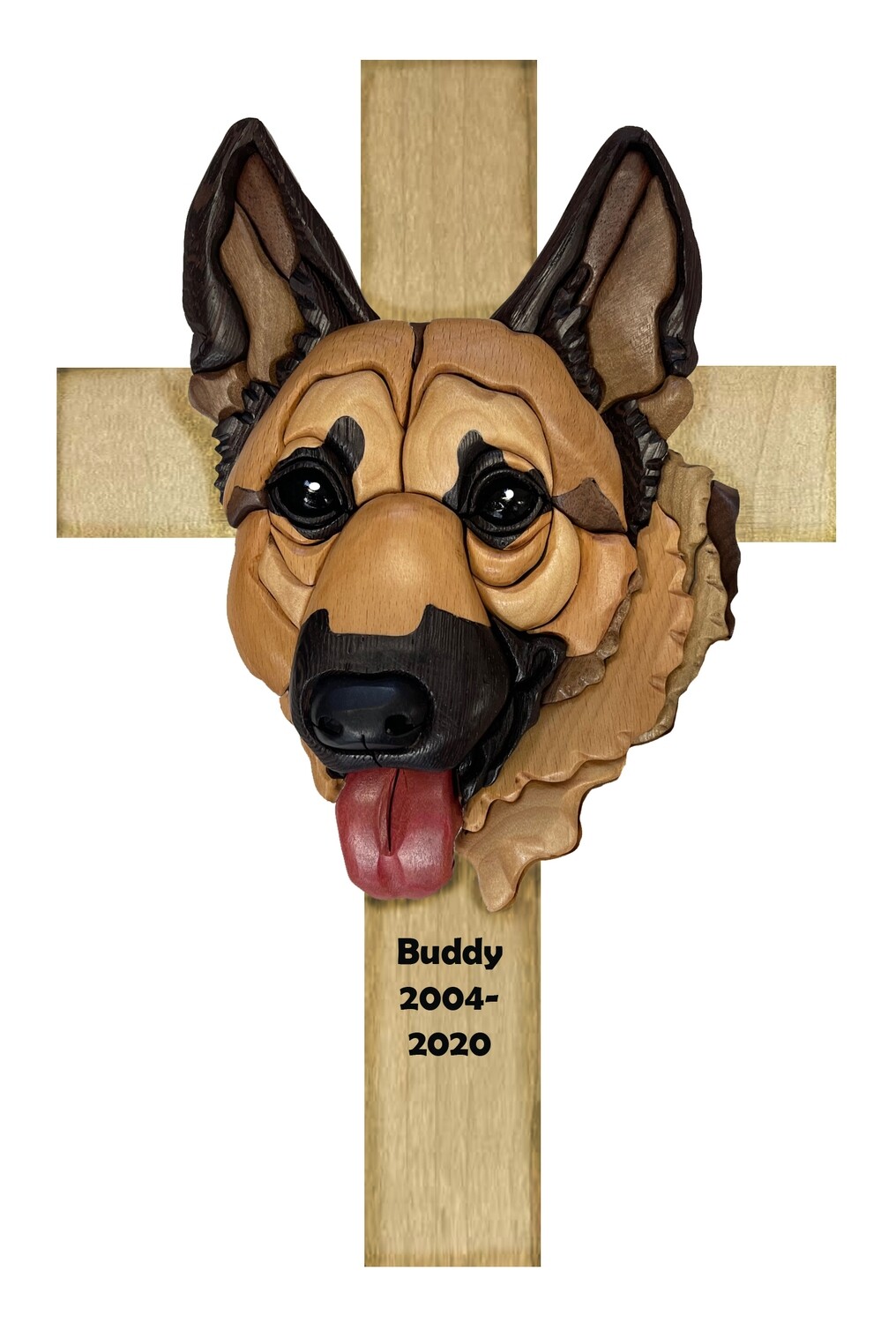 Custom Intarsia Wood Pet Cross