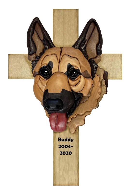 Custom Intarsia Wood Pet Cross